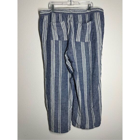 Old Navy Women’s Linen Blend Blue/White Striped Wide Leg" Pants Size XL - Picture 5 of 15